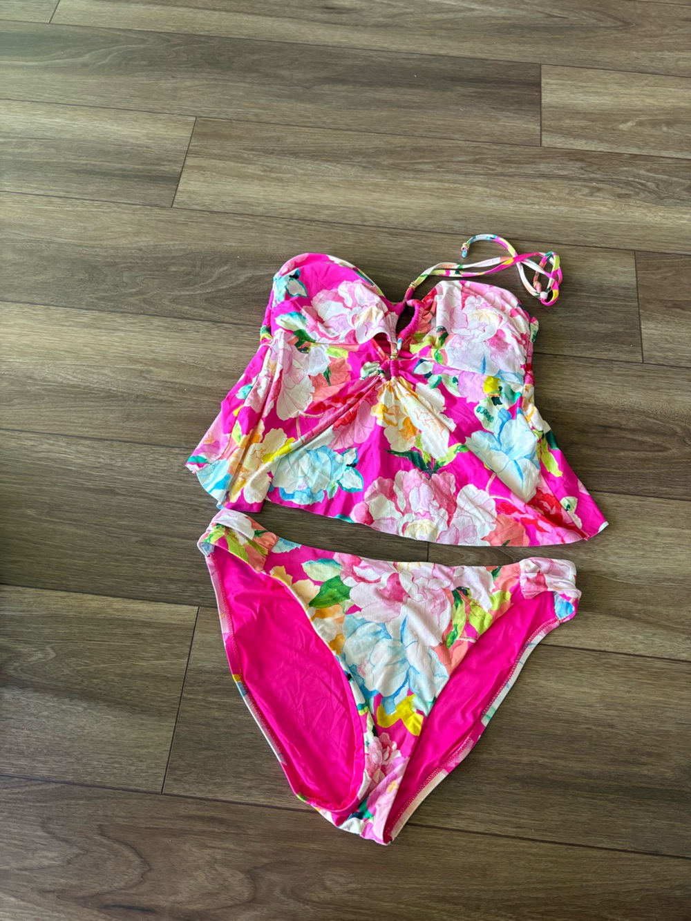 Floral Pink Tankini Set - Women's Swim